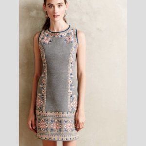 Anthropologie: Maeve Grey Embroidered Mini Dress